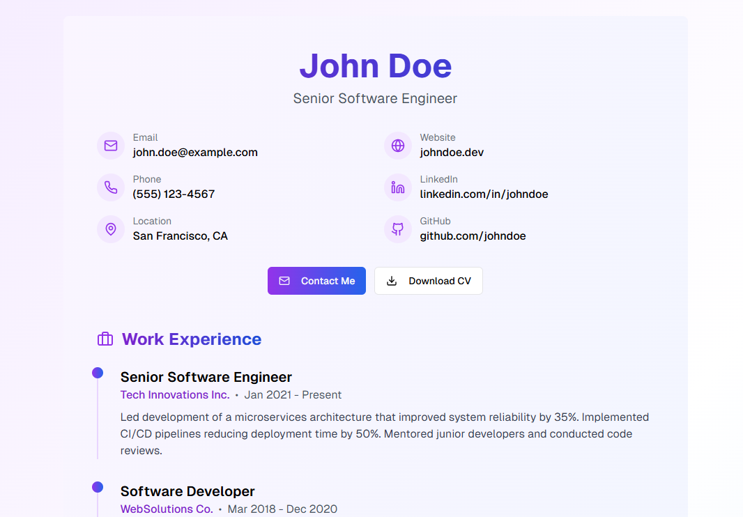 Resume Portfolio Example